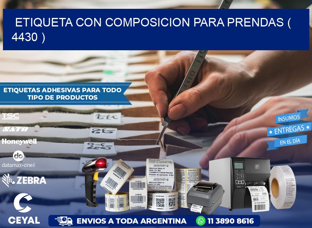 ETIQUETA CON COMPOSICION PARA PRENDAS ( 4430 )