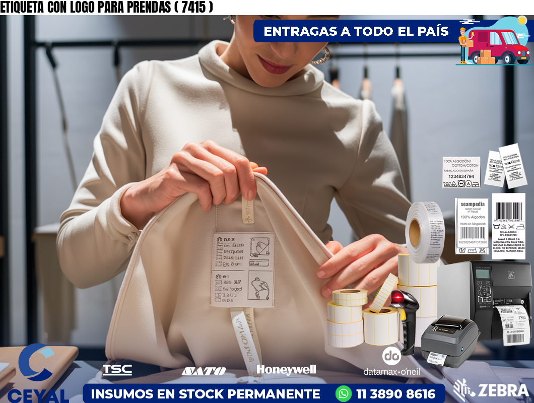ETIQUETA CON LOGO PARA PRENDAS ( 7415 )