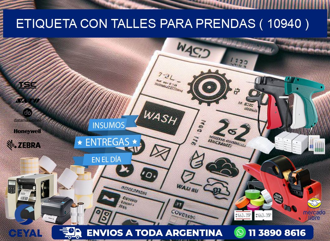 ETIQUETA CON TALLES PARA PRENDAS ( 10940 )