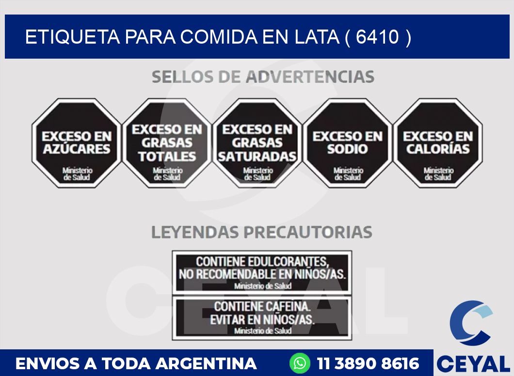ETIQUETA PARA COMIDA EN LATA ( 6410 )