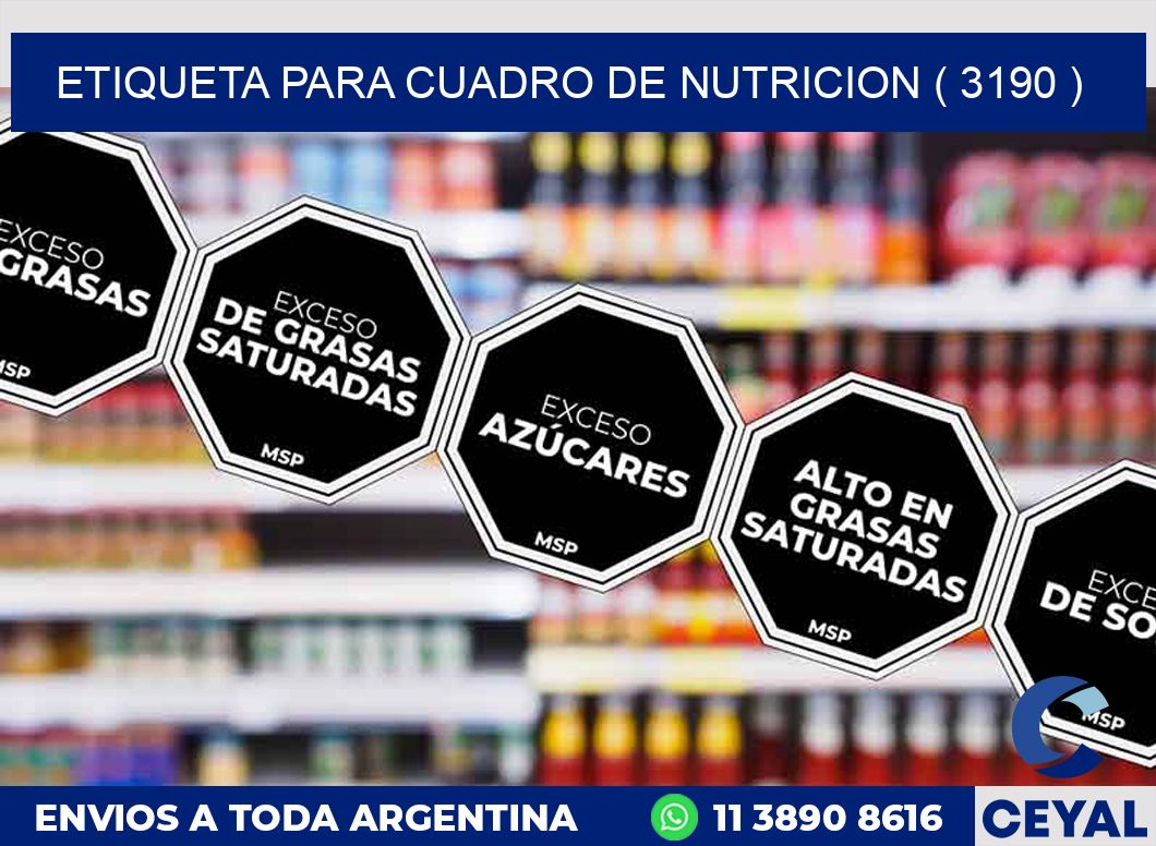 ETIQUETA PARA CUADRO DE NUTRICION ( 3190 )