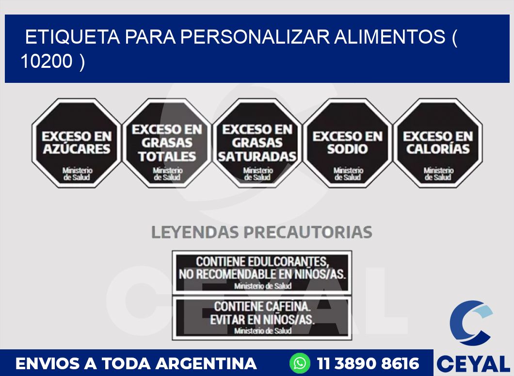 ETIQUETA PARA PERSONALIZAR ALIMENTOS ( 10200 )