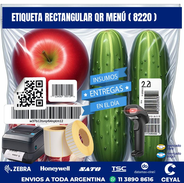 ETIQUETA RECTANGULAR QR MENÚ ( 8220 )