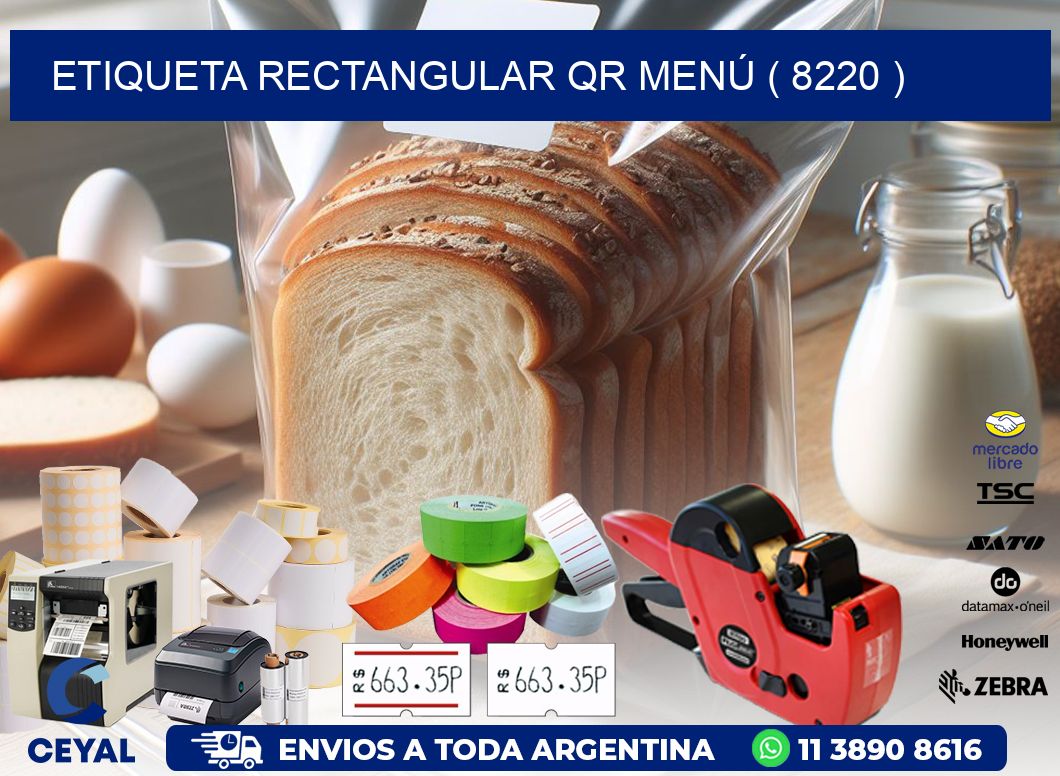 ETIQUETA RECTANGULAR QR MENÚ ( 8220 )