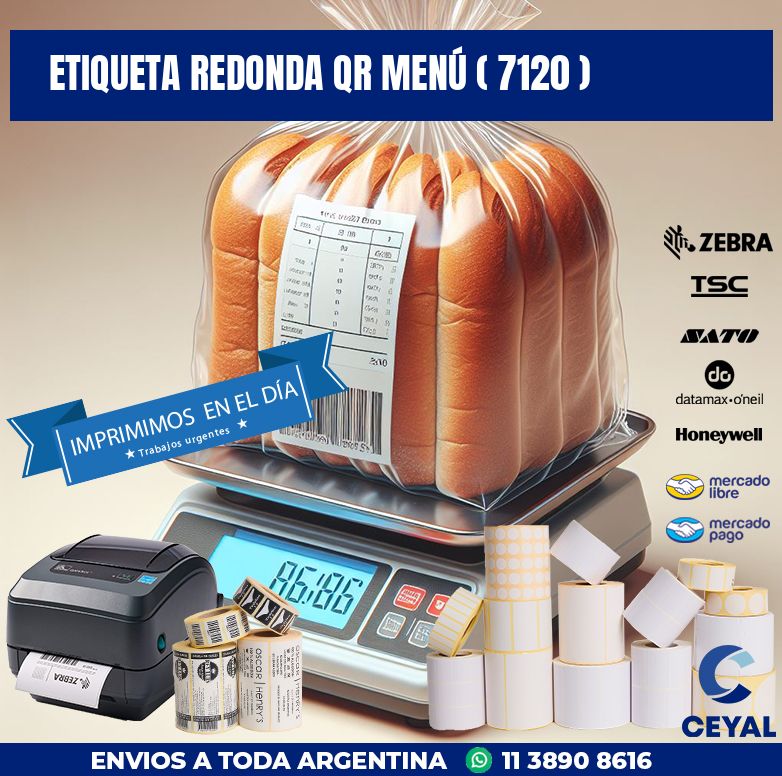 ETIQUETA REDONDA QR MENÚ ( 7120 )