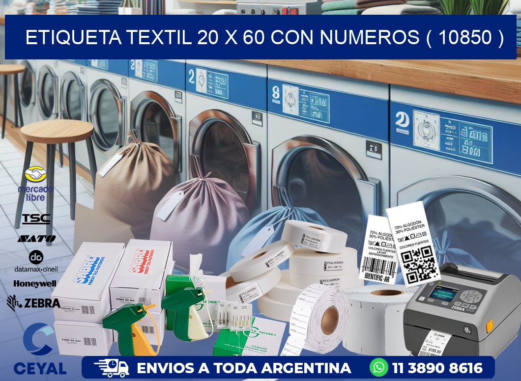 ETIQUETA TEXTIL 20 X 60 CON NUMEROS ( 10850 )