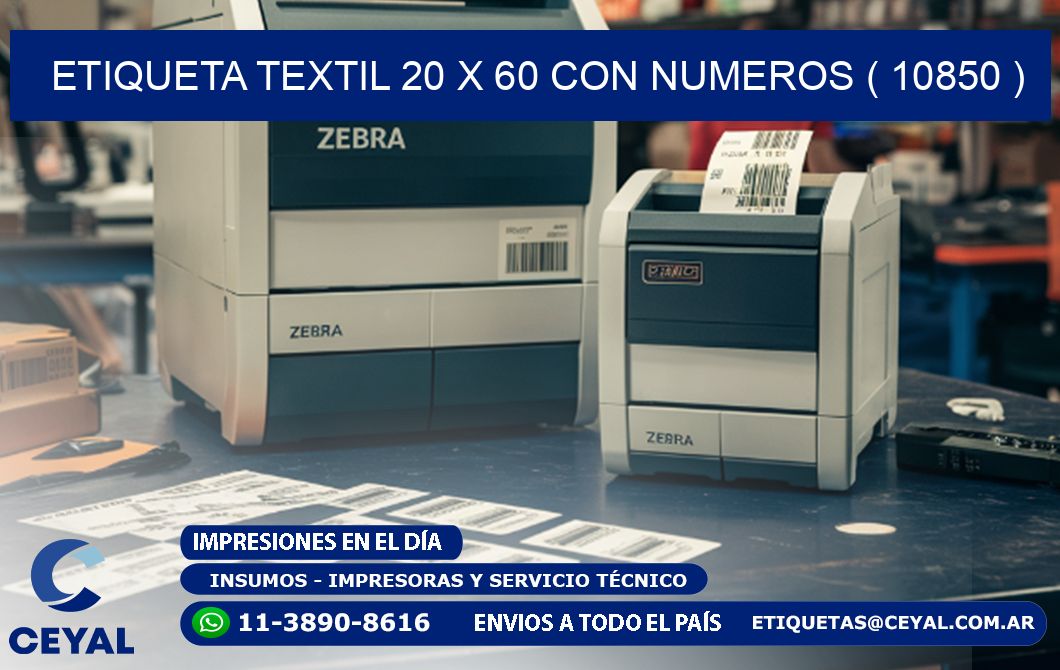 ETIQUETA TEXTIL 20 X 60 CON NUMEROS ( 10850 )