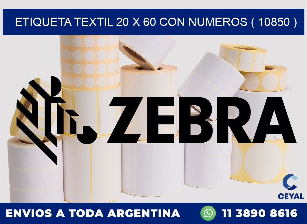 ETIQUETA TEXTIL 20 X 60 CON NUMEROS ( 10850 )
