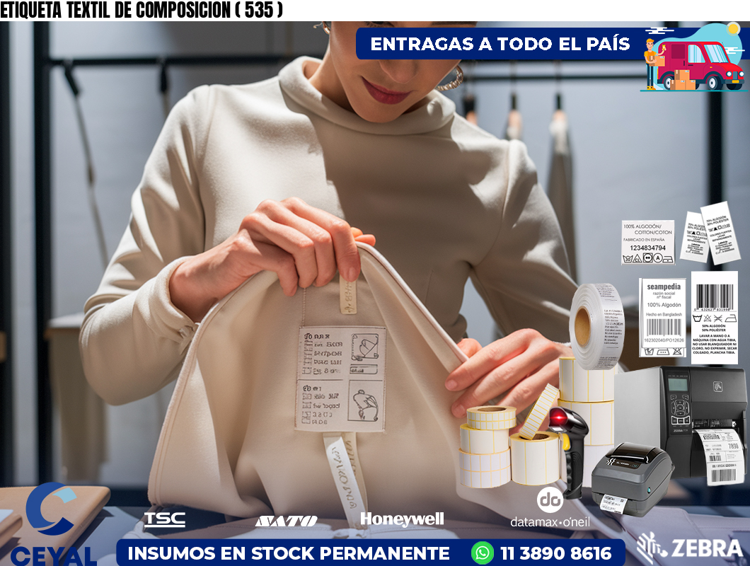 ETIQUETA TEXTIL DE COMPOSICION ( 535 )