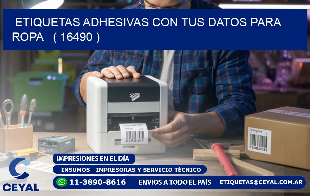 ETIQUETAS ADHESIVAS CON TUS DATOS PARA ROPA ( 16490 )