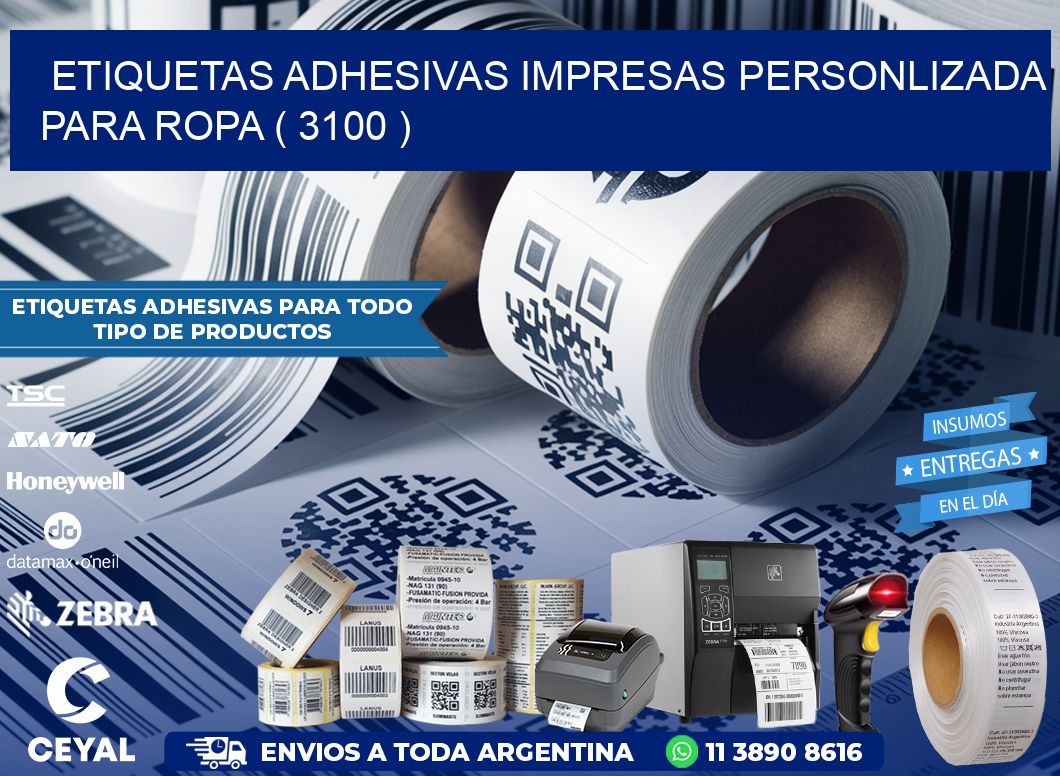ETIQUETAS ADHESIVAS IMPRESAS PERSONLIZADA PARA ROPA ( 3100 )