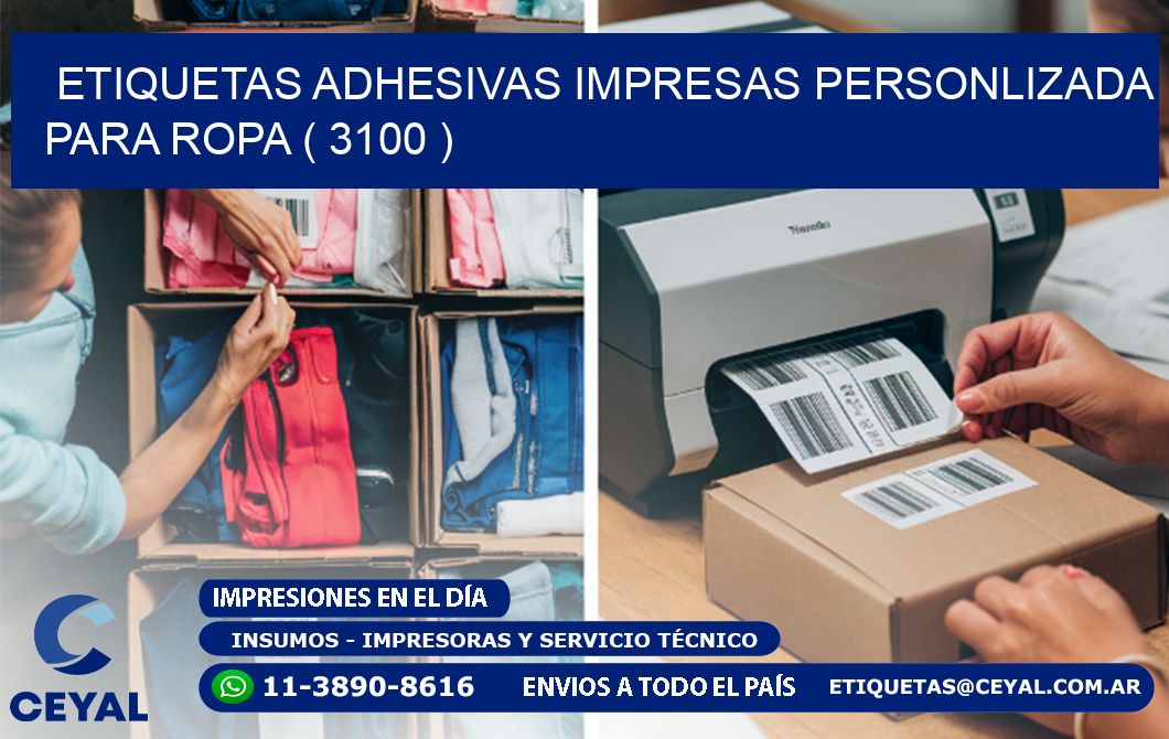 ETIQUETAS ADHESIVAS IMPRESAS PERSONLIZADA PARA ROPA ( 3100 )