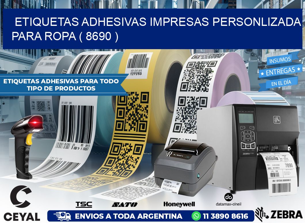ETIQUETAS ADHESIVAS IMPRESAS PERSONLIZADA PARA ROPA ( 8690 )