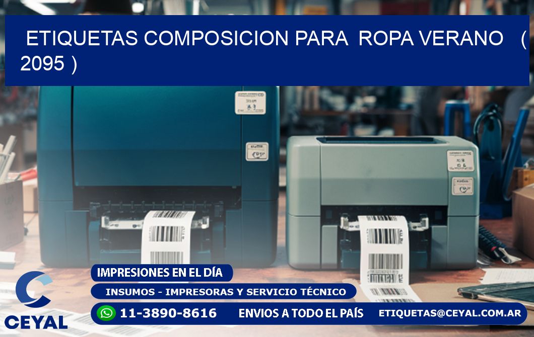 ETIQUETAS COMPOSICION PARA ROPA VERANO ( 2095 )