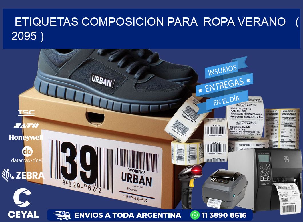 ETIQUETAS COMPOSICION PARA ROPA VERANO ( 2095 )