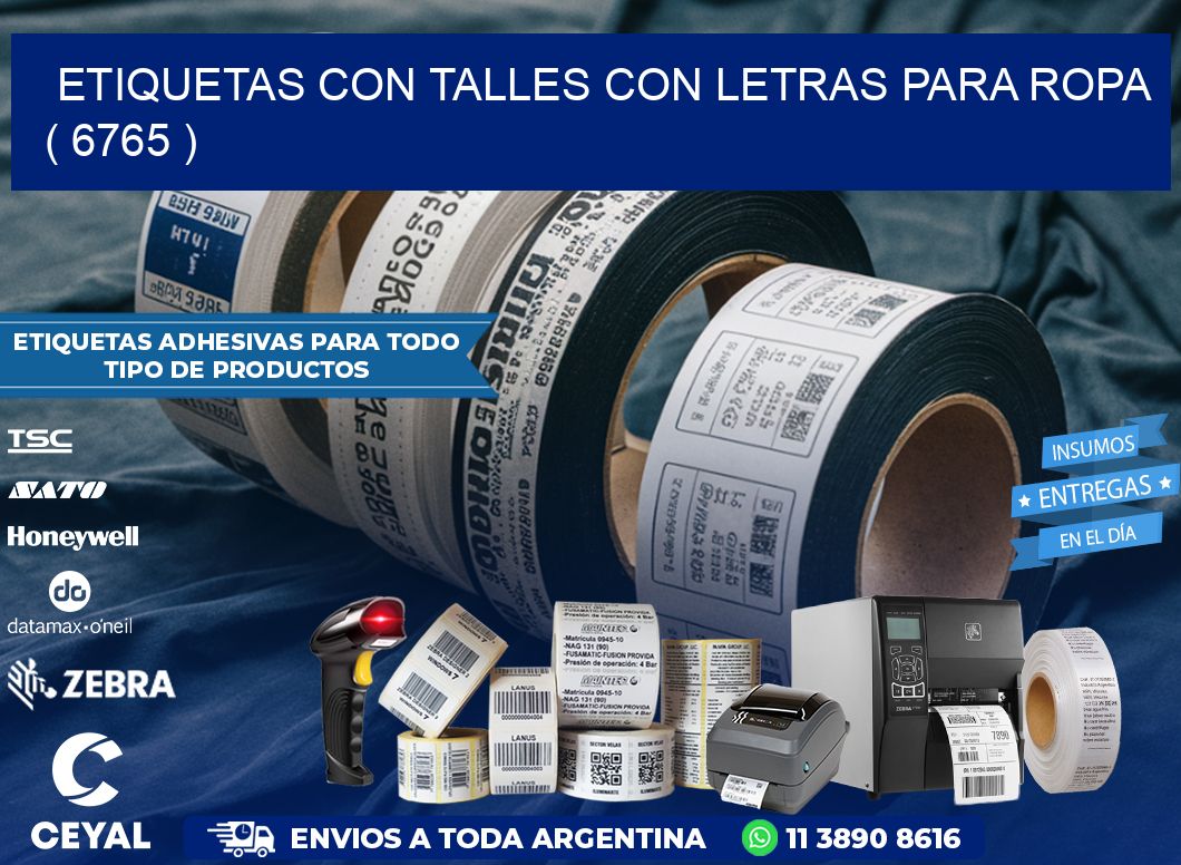 ETIQUETAS CON TALLES CON LETRAS PARA ROPA   ( 6765 )