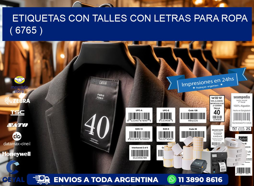 ETIQUETAS CON TALLES CON LETRAS PARA ROPA ( 6765 )