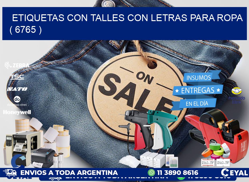 ETIQUETAS CON TALLES CON LETRAS PARA ROPA ( 6765 )