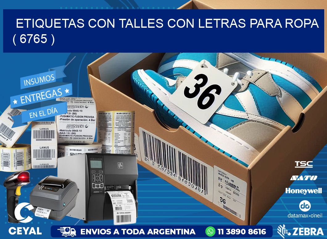 ETIQUETAS CON TALLES CON LETRAS PARA ROPA ( 6765 )