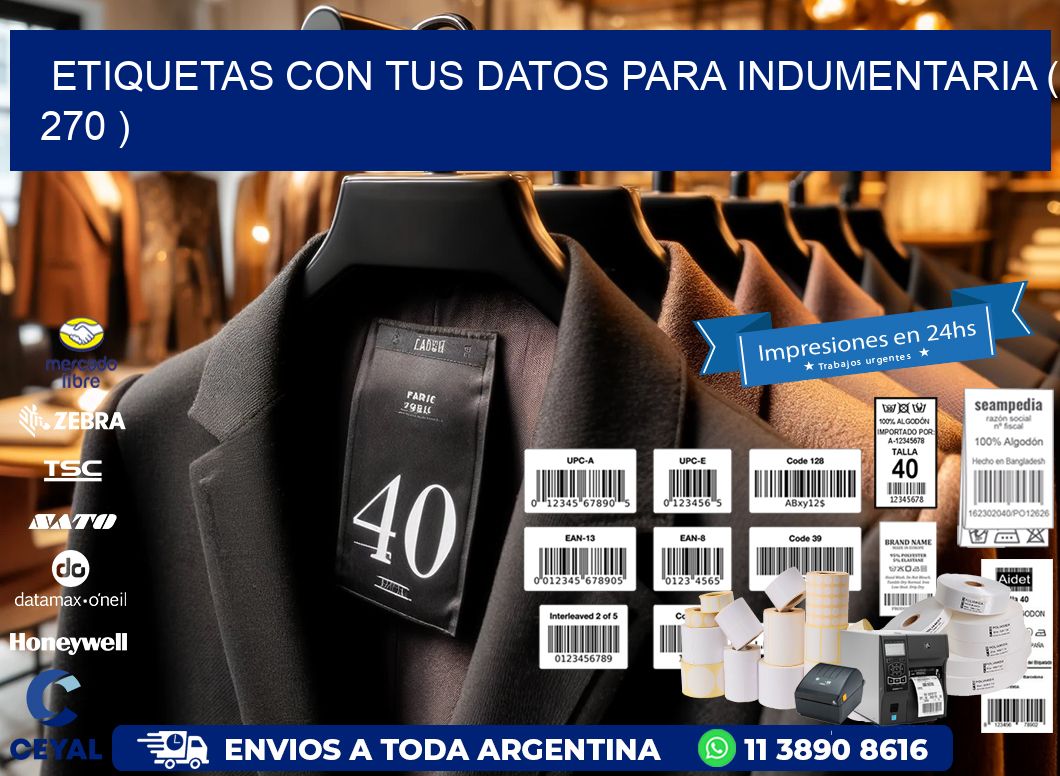 ETIQUETAS CON TUS DATOS PARA INDUMENTARIA ( 270 )