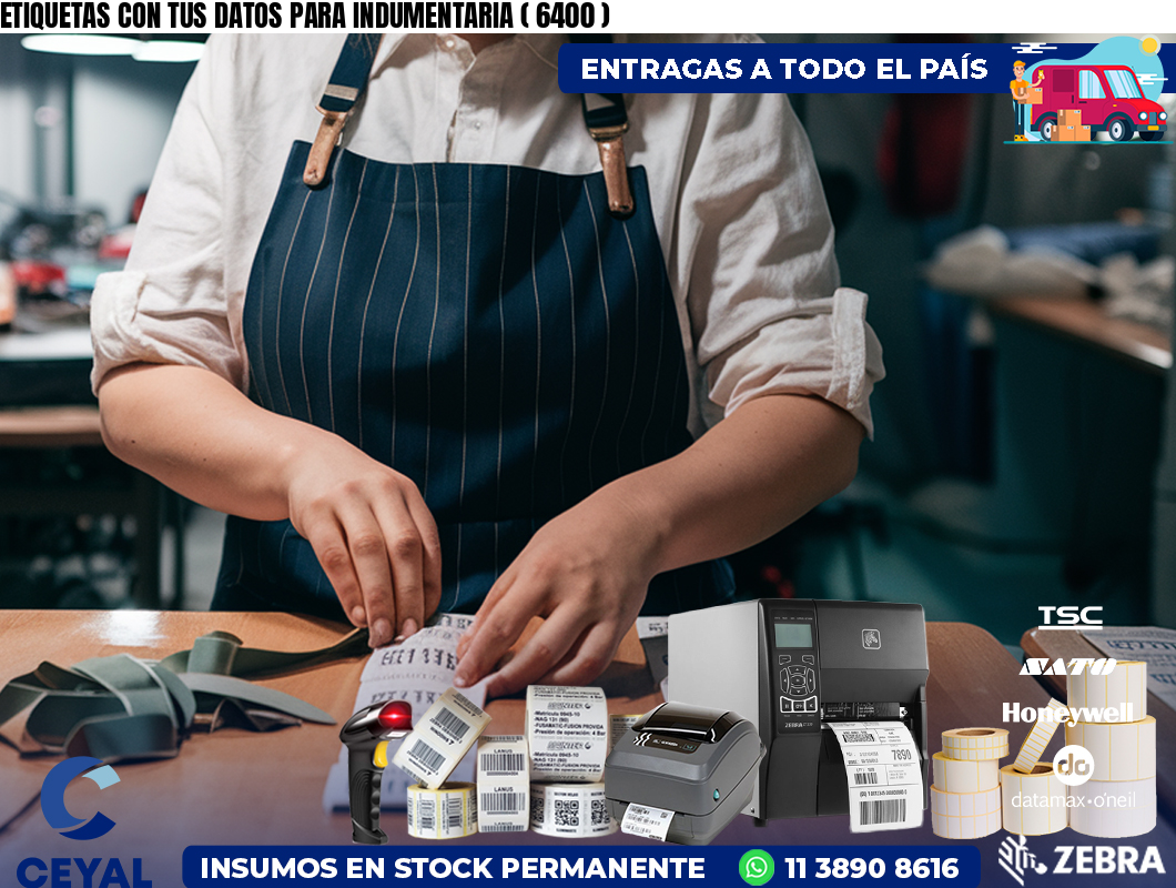 ETIQUETAS CON TUS DATOS PARA INDUMENTARIA ( 6400 )