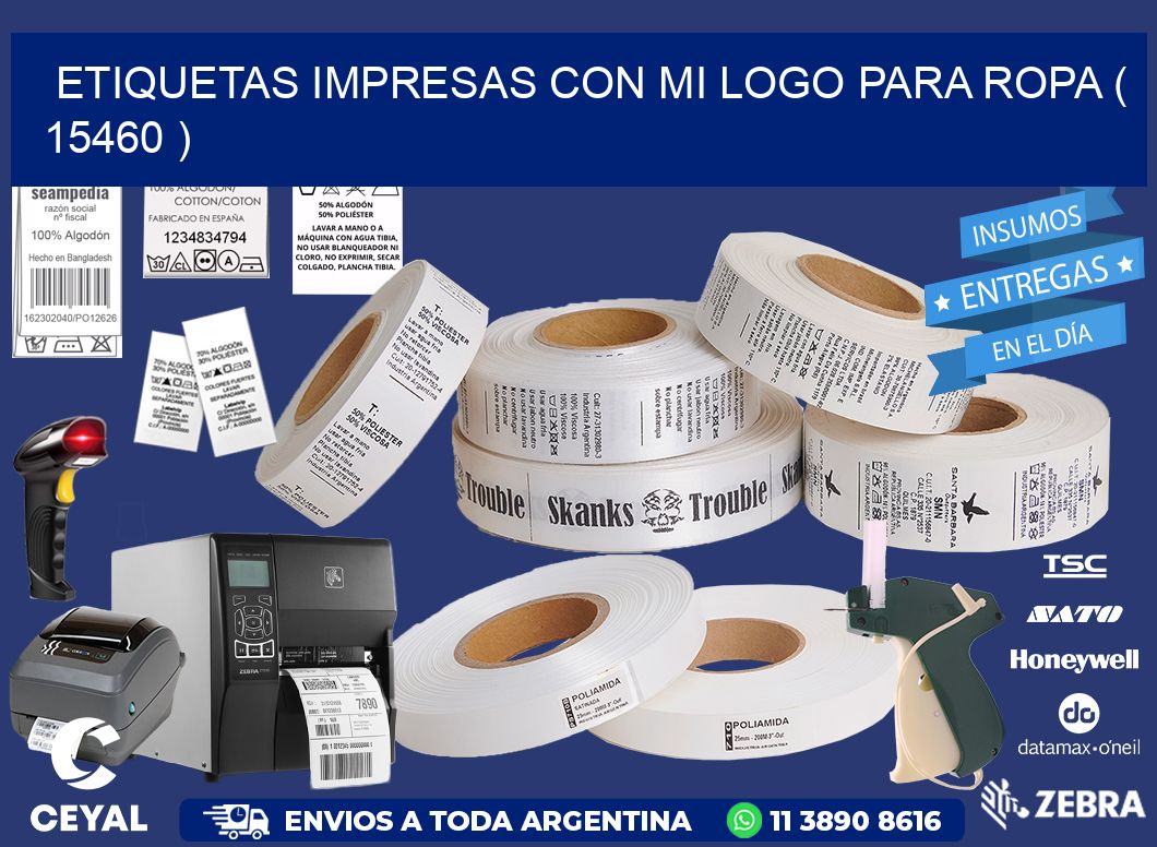 ETIQUETAS IMPRESAS CON MI LOGO PARA ROPA ( 15460 )