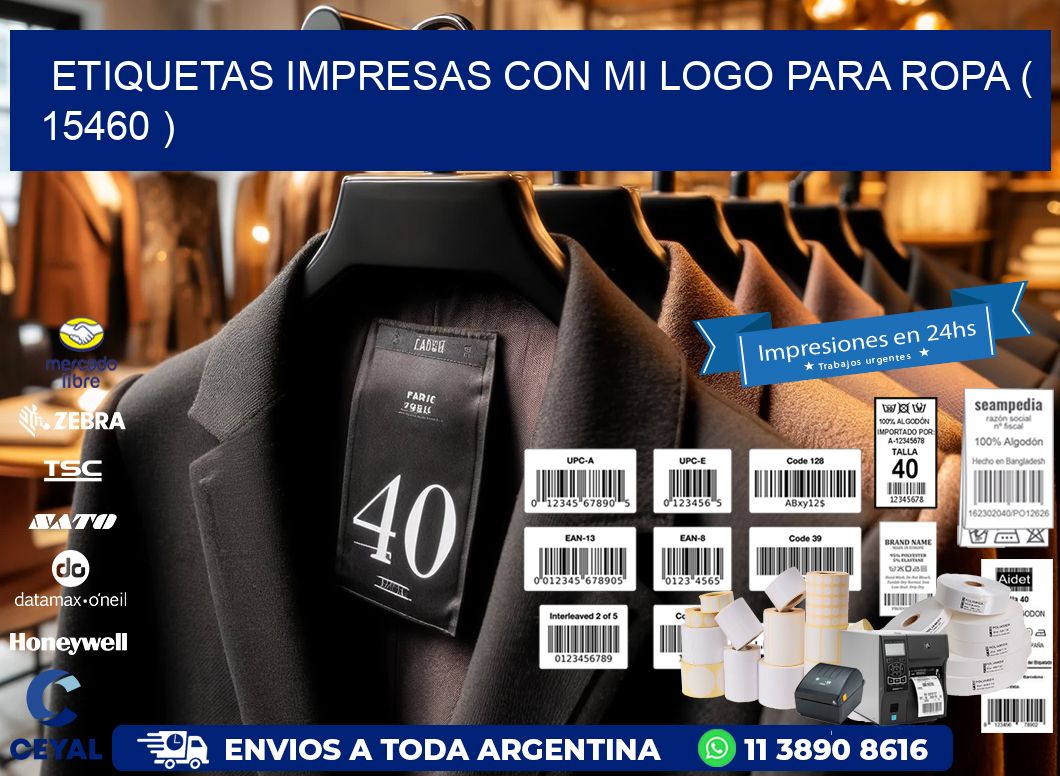 ETIQUETAS IMPRESAS CON MI LOGO PARA ROPA ( 15460 )