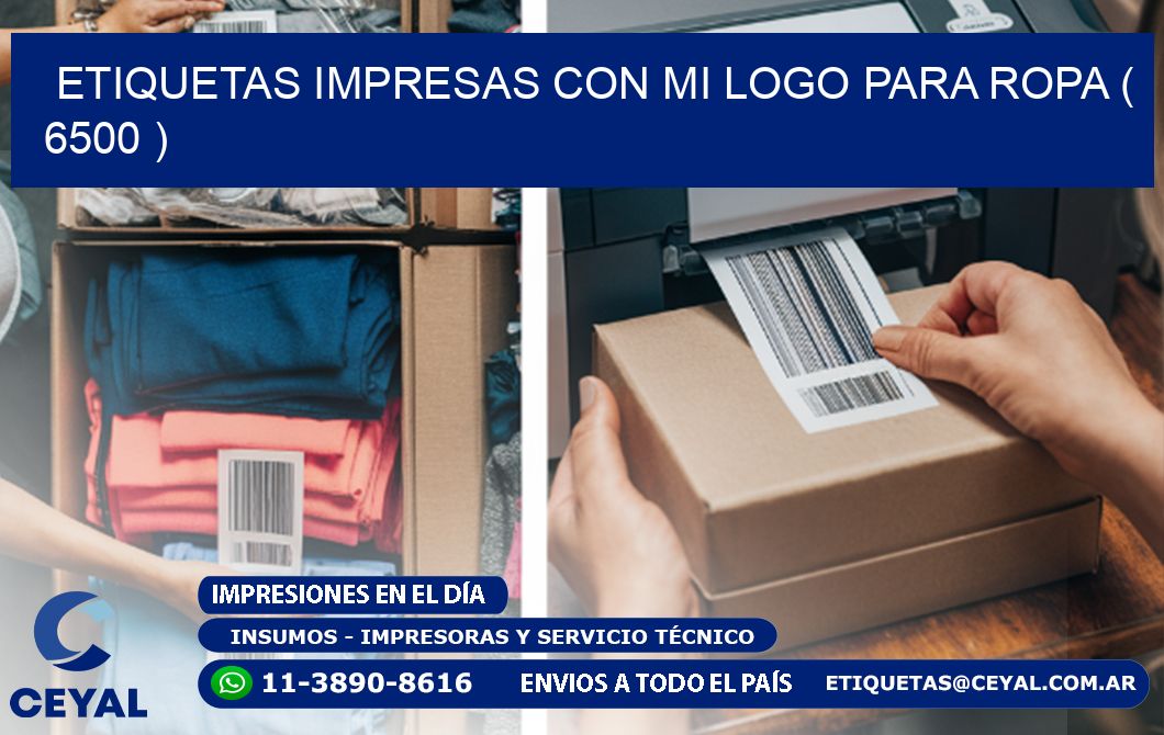 ETIQUETAS IMPRESAS CON MI LOGO PARA ROPA ( 6500 )