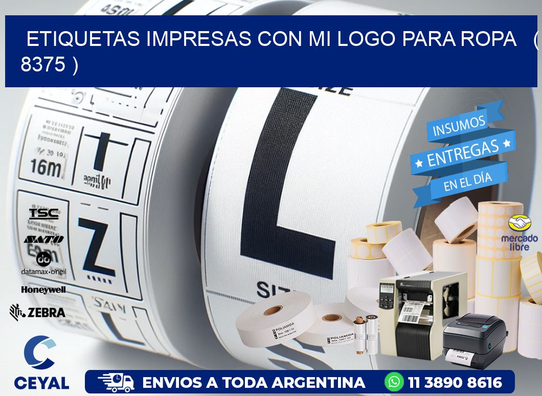 ETIQUETAS IMPRESAS CON MI LOGO PARA ROPA ( 8375 )