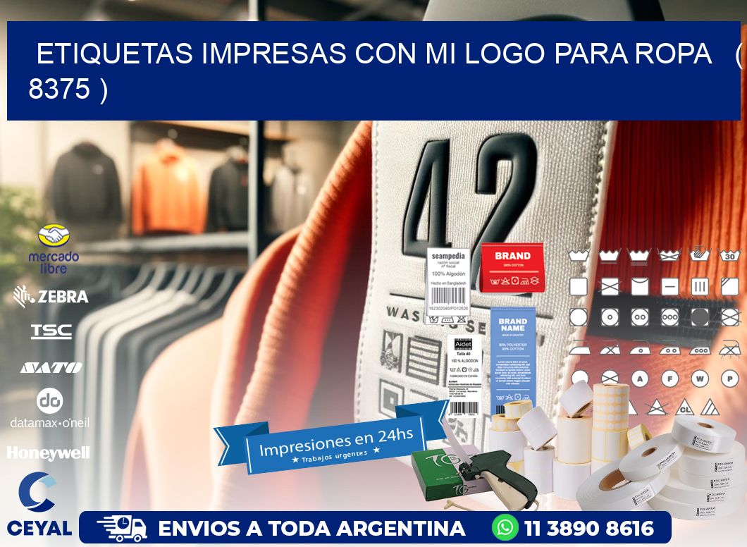 ETIQUETAS IMPRESAS CON MI LOGO PARA ROPA ( 8375 )