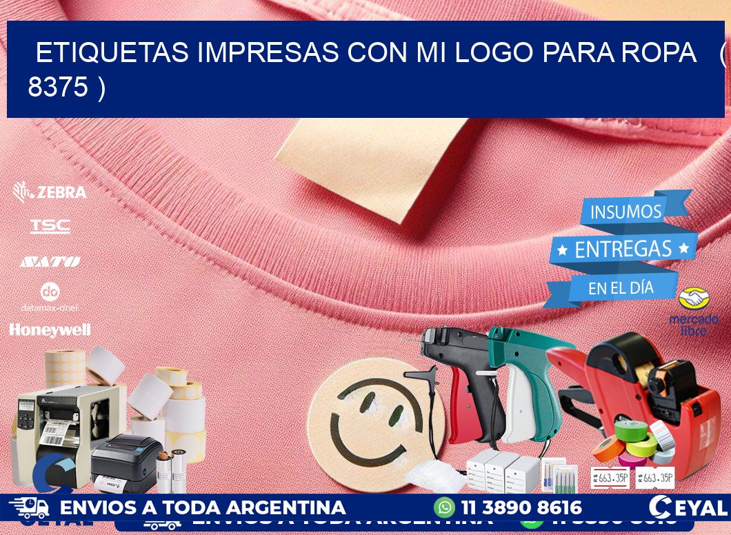 ETIQUETAS IMPRESAS CON MI LOGO PARA ROPA ( 8375 )