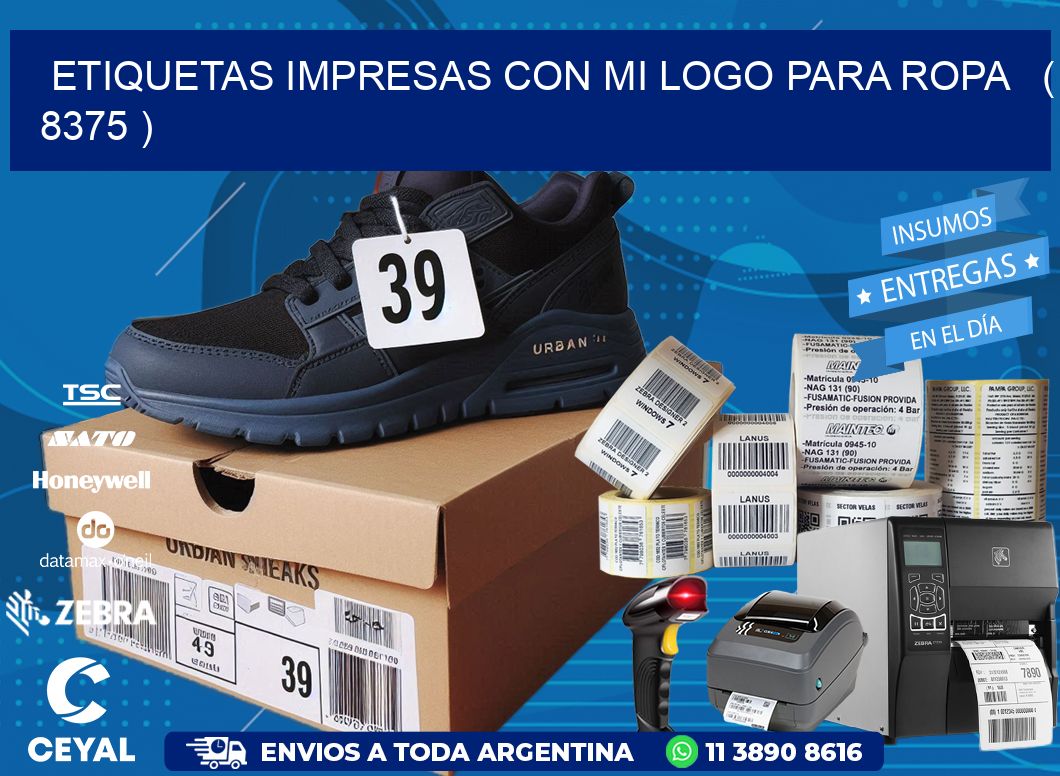ETIQUETAS IMPRESAS CON MI LOGO PARA ROPA ( 8375 )