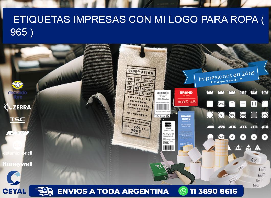 ETIQUETAS IMPRESAS CON MI LOGO PARA ROPA ( 965 )