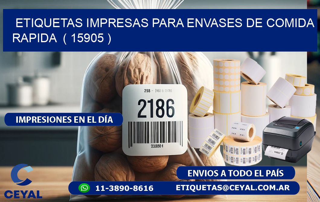 ETIQUETAS IMPRESAS PARA ENVASES DE COMIDA RAPIDA  ( 15905 )