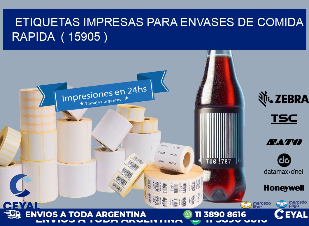 ETIQUETAS IMPRESAS PARA ENVASES DE COMIDA RAPIDA  ( 15905 )