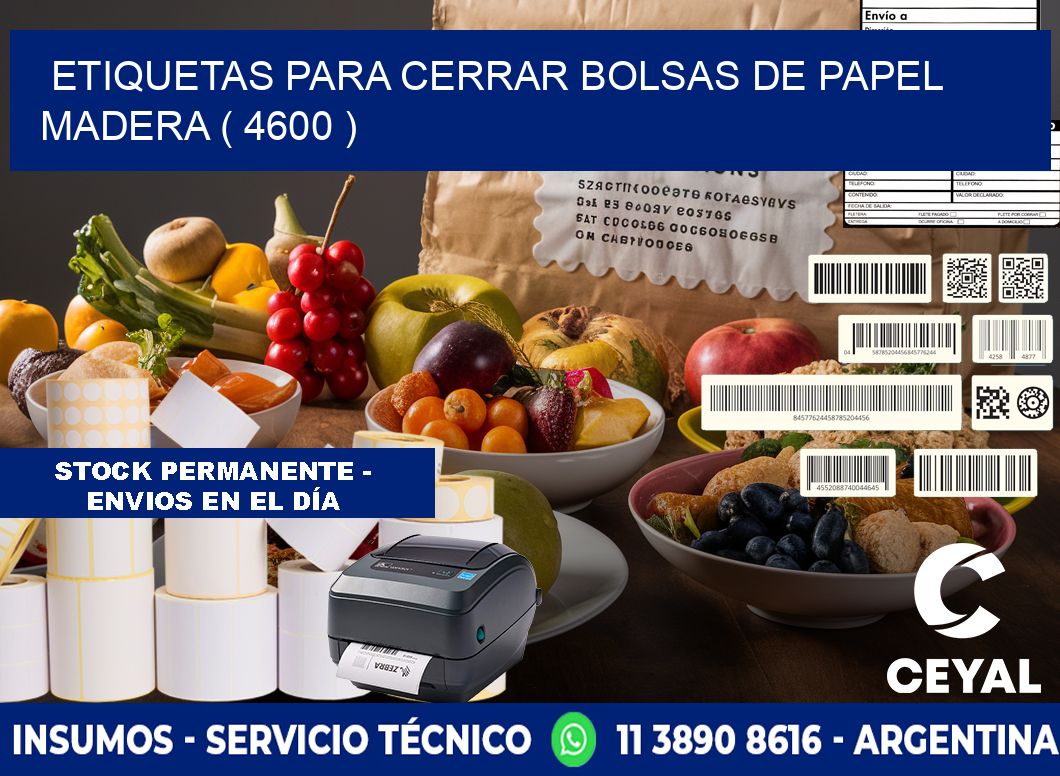 ETIQUETAS PARA CERRAR BOLSAS DE PAPEL MADERA ( 4600 )