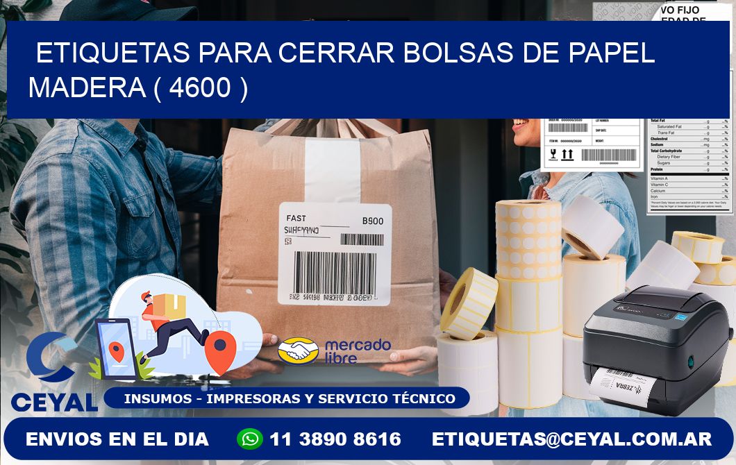 ETIQUETAS PARA CERRAR BOLSAS DE PAPEL MADERA ( 4600 )