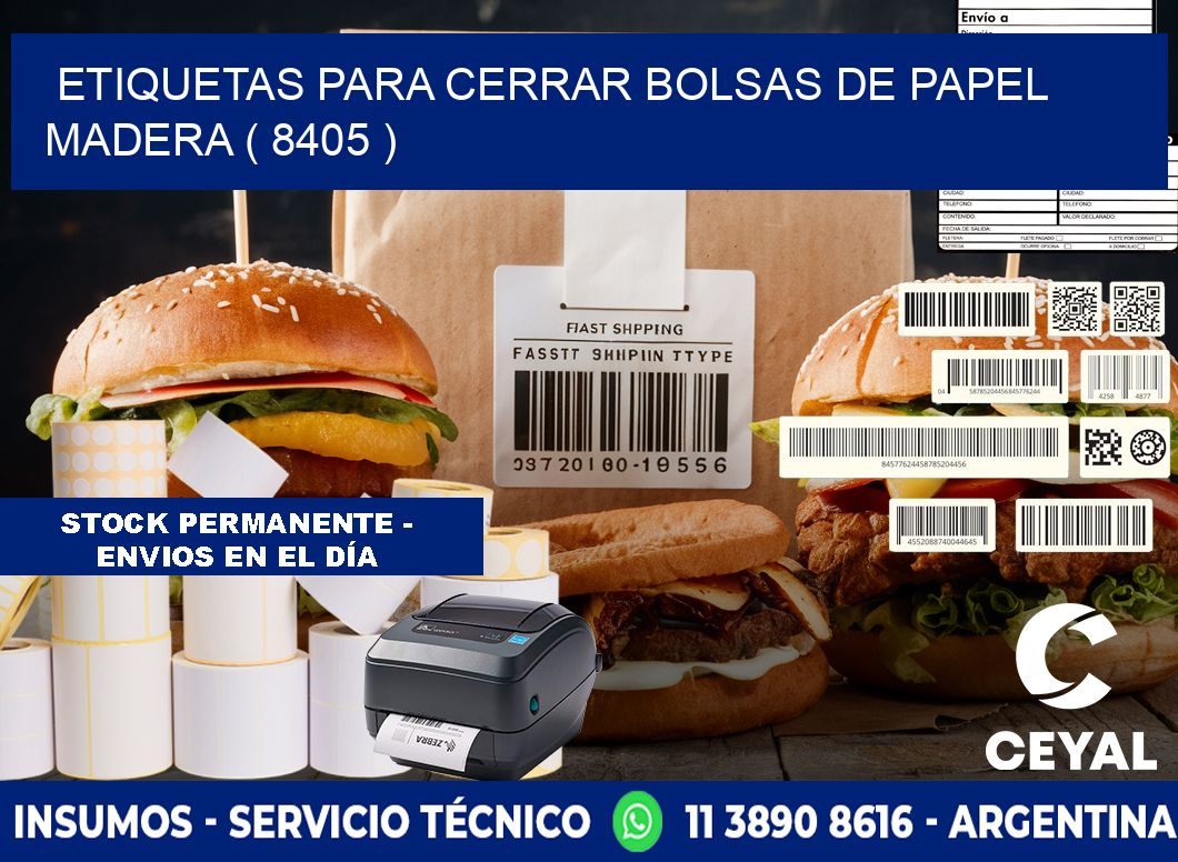 ETIQUETAS PARA CERRAR BOLSAS DE PAPEL MADERA ( 8405 )