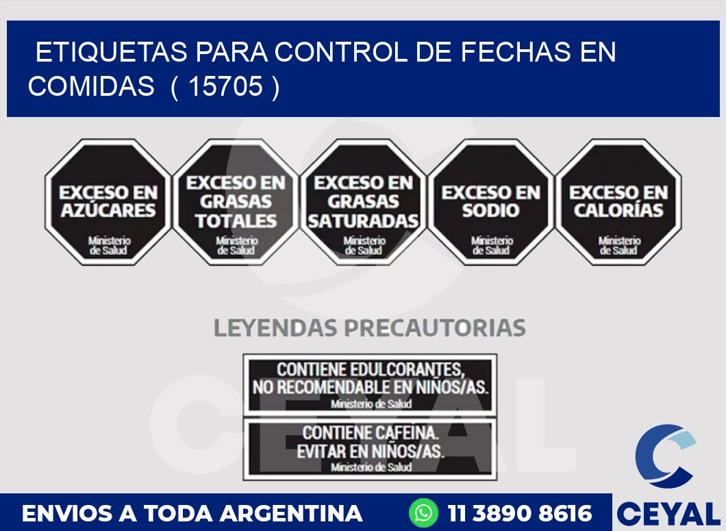 ETIQUETAS PARA CONTROL DE FECHAS EN COMIDAS  ( 15705 )