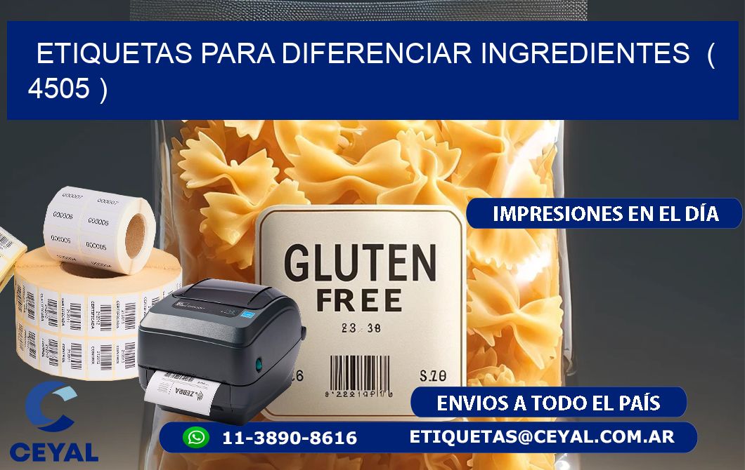 ETIQUETAS PARA DIFERENCIAR INGREDIENTES  ( 4505 )