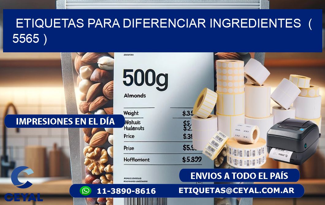 ETIQUETAS PARA DIFERENCIAR INGREDIENTES  ( 5565 )