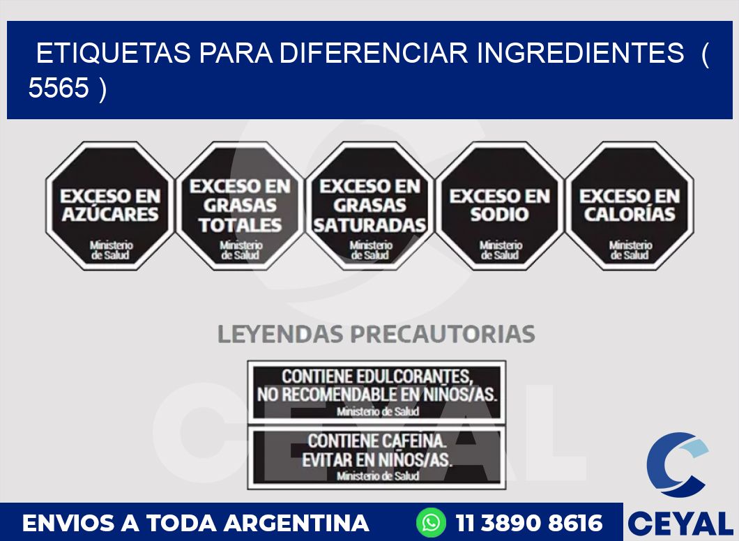 ETIQUETAS PARA DIFERENCIAR INGREDIENTES  ( 5565 )