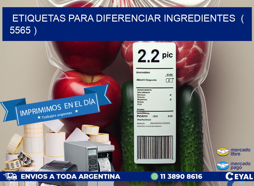 ETIQUETAS PARA DIFERENCIAR INGREDIENTES  ( 5565 )