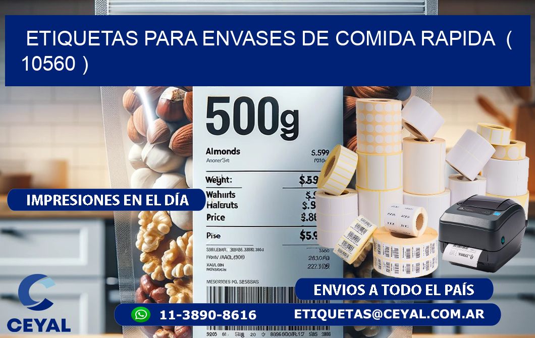 ETIQUETAS PARA ENVASES DE COMIDA RAPIDA  ( 10560 )