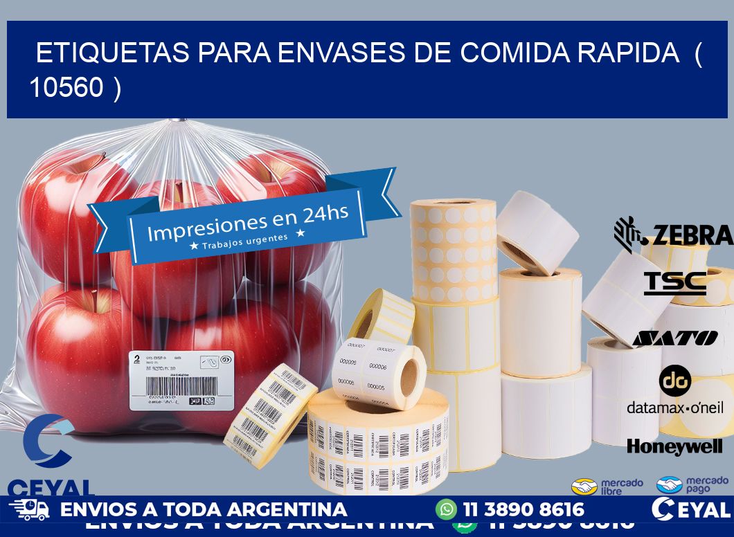 ETIQUETAS PARA ENVASES DE COMIDA RAPIDA  ( 10560 )