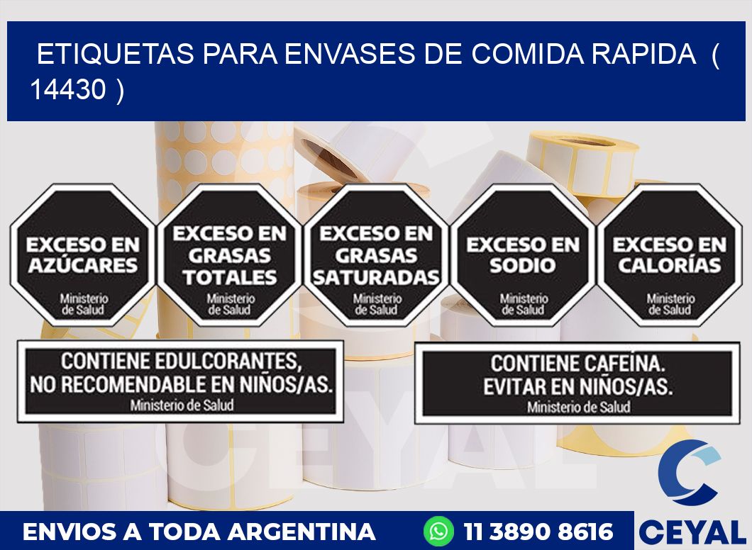 ETIQUETAS PARA ENVASES DE COMIDA RAPIDA  ( 14430 )