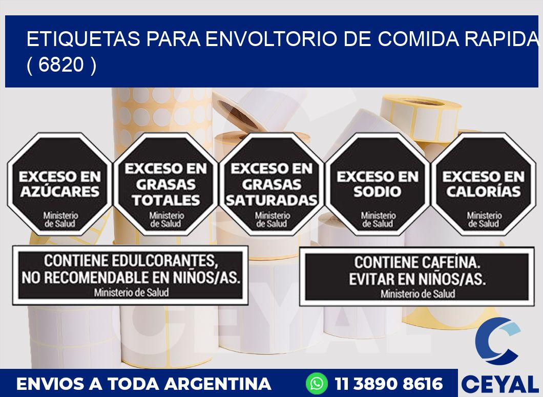 ETIQUETAS PARA ENVOLTORIO DE COMIDA RAPIDA  ( 6820 )