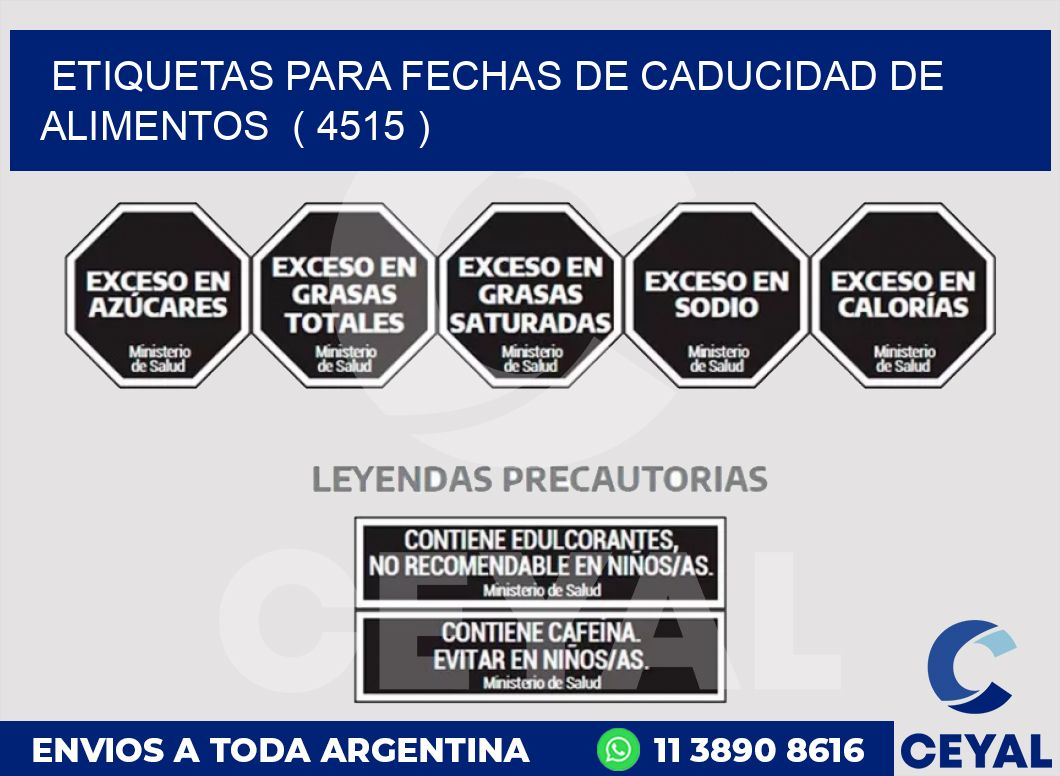 ETIQUETAS PARA FECHAS DE CADUCIDAD DE ALIMENTOS ( 4515 )