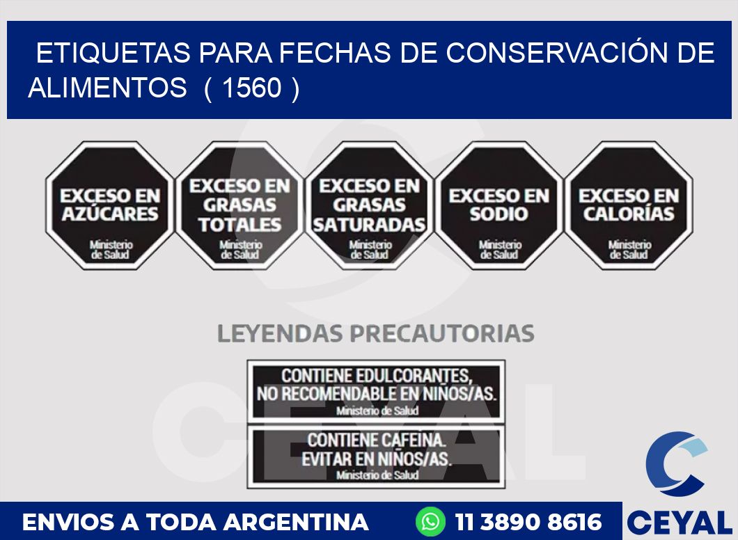 ETIQUETAS PARA FECHAS DE CONSERVACIÓN DE ALIMENTOS  ( 1560 )