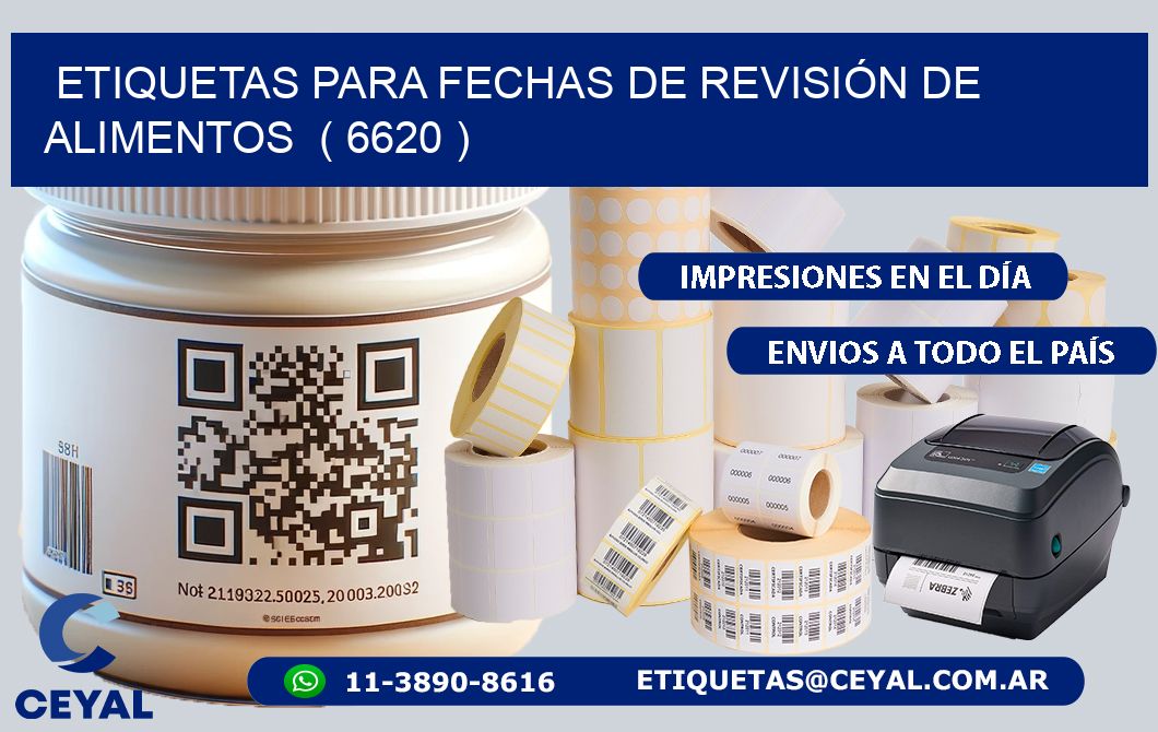 ETIQUETAS PARA FECHAS DE REVISIÓN DE ALIMENTOS  ( 6620 )